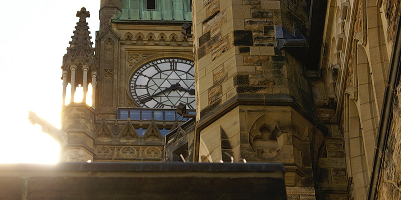 The Peace Tower located in the heart of downtown Ottawa.